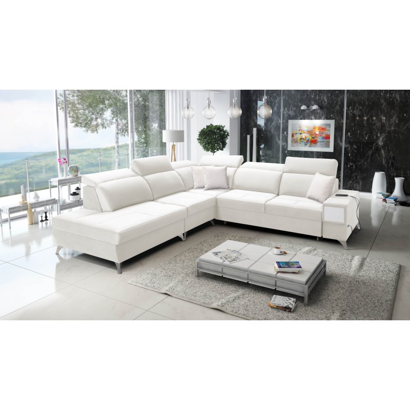 Porto IX Ecksofa mit Schlaffunktion | Velours | Hydrophob, Casablanca 2301 | Verstellbare Kopfstützen | USB-Anschluss Porto IX Ecksofa mit Schlaffunktion | Velours | Hydrophob, Casablanca 2301 | Verstellbare Kopfstützen | USB-Anschluss