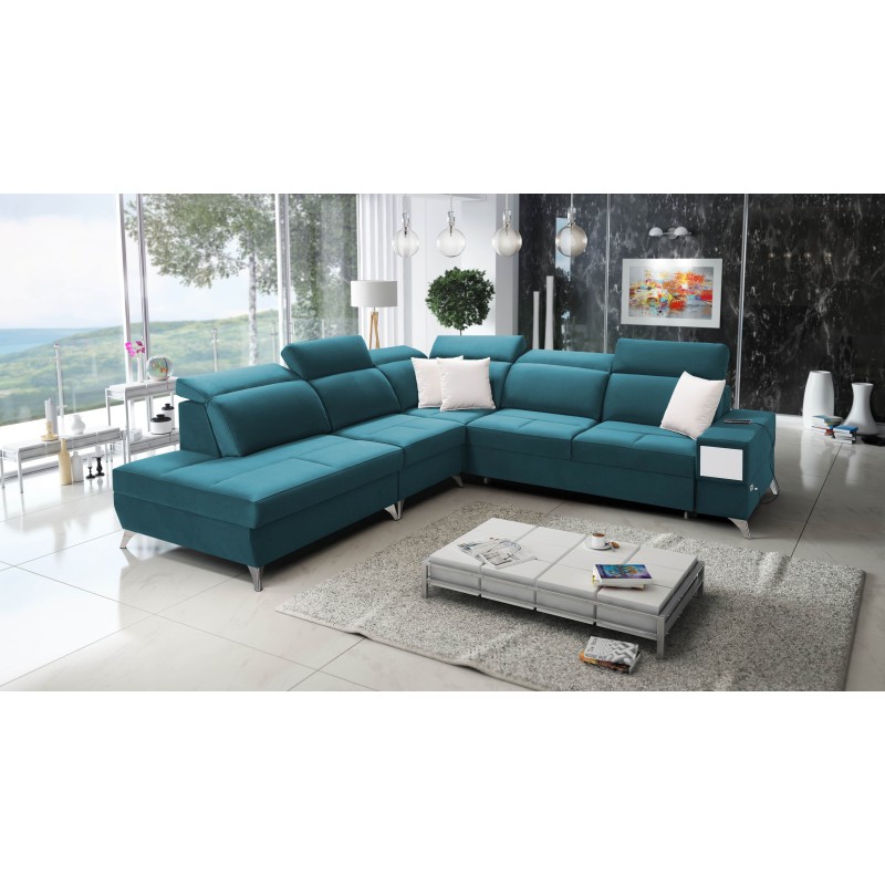 Porto IX Corner Sofa with Sleeping Function | Velvet | Hydrophobic, Casablanca 2313 | Adjustable Headrests | USB Port Porto IX Corner Sofa with Sleeping Function | Velvet | Hydrophobic, Casablanca 2313 | Adjustable Headrests | USB Port