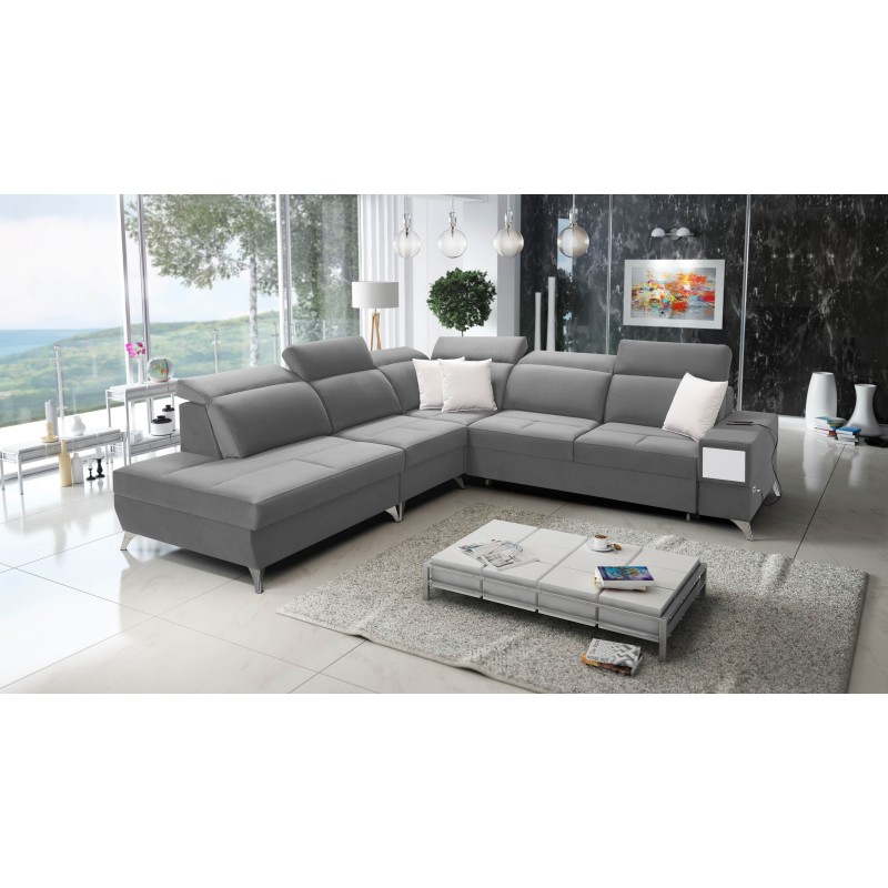 Porto IX Corner Sofa with Sleeping Function | Velvet | Water-Repellent, Casablanca 2314 | Adjustable Headrests | USB Port Porto IX Corner Sofa with Sleeping Function | Velvet | Water-Repellent, Casablanca 2314 | Adjustable Headrests | USB Port