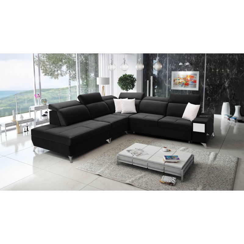 Ecksofa Porto IX mit Schlaffunktion | Velours | Hydrophob, Casablanca 2316 | Verstellbare Kopfstützen | USB-Anschluss Ecksofa Porto IX mit Schlaffunktion | Velours | Hydrophob, Casablanca 2316 | Verstellbare Kopfstützen | USB-Anschluss