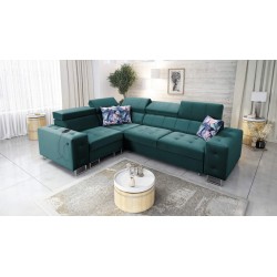 Narożnik Fusion II z funkcją spania w tkaninie Welur | Hydrofobowa, Magic Velvet 2221 | Idealny mebel do Twojego salonu