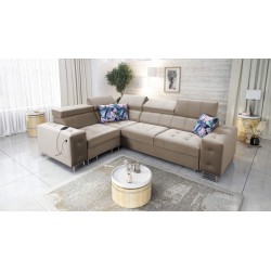 Sofá esquinero Fusion II con función de cama en tela de terciopelo | Hidrofóbico, Magic Velvet 2282 | Mueble ideal para tu sala