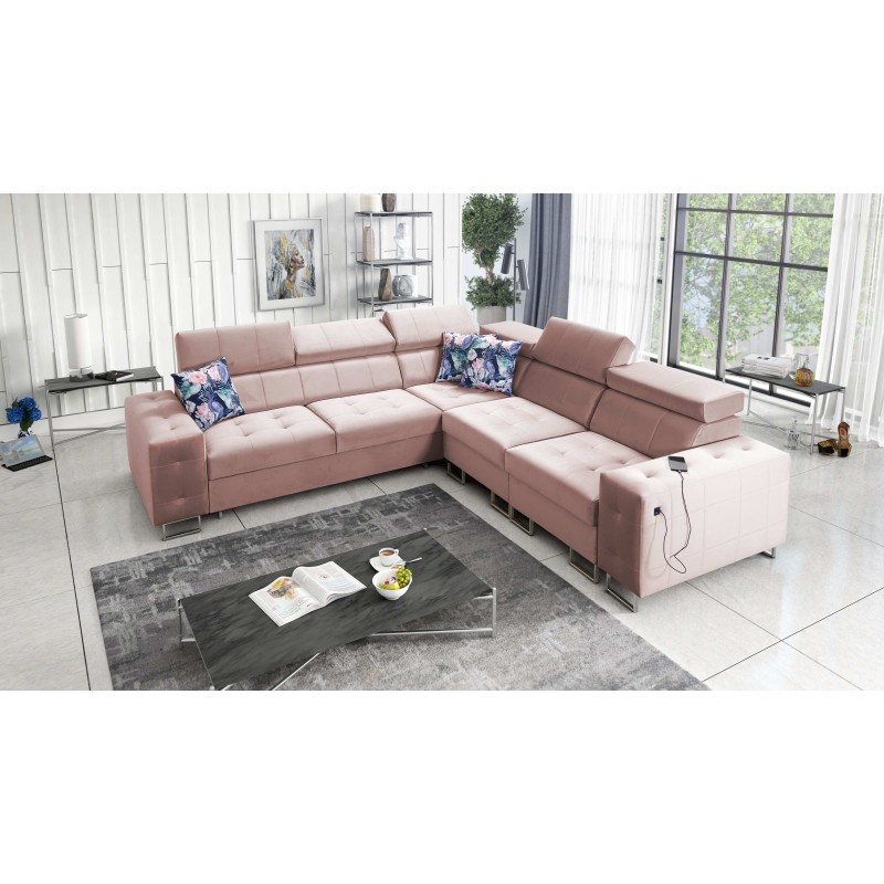 Fusion III corner sofa with quilted seat, sleeping function | [NAZWA SKLEPU]