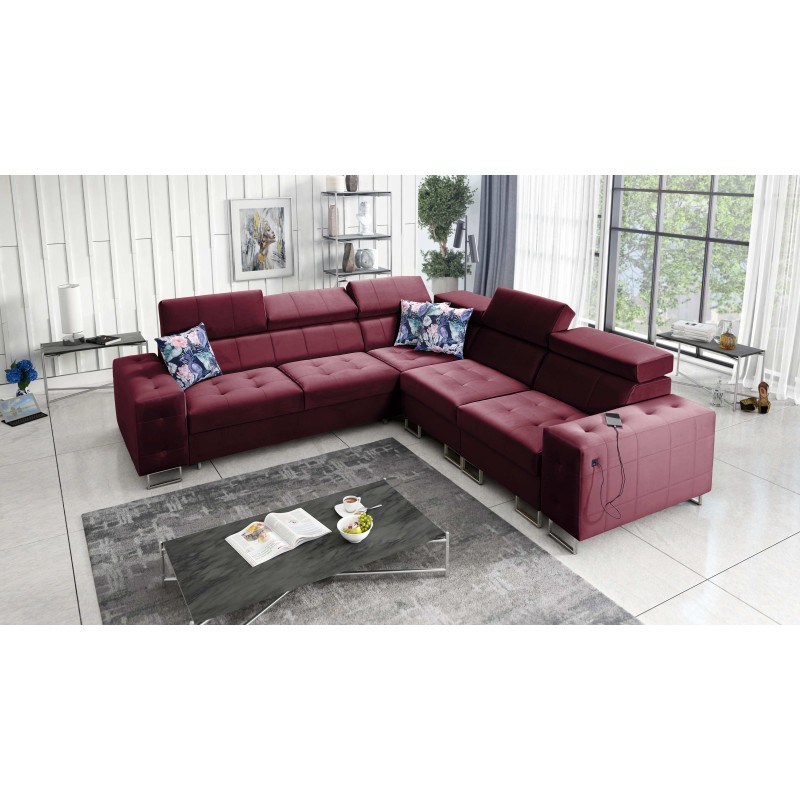 Fusion III corner sofa with quilted seat, sleeping function | [NAZWA SKLEPU]