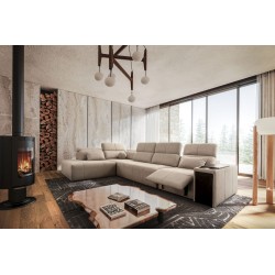 Elegant 'Milano XI Mix' Corner Sofa in Woven Fabric, Verita 09