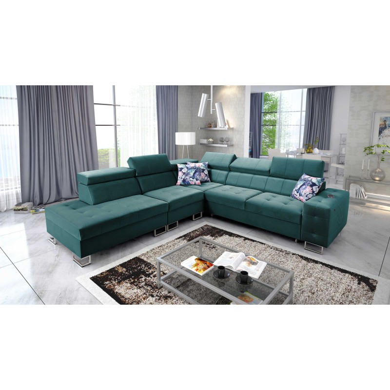 bMeta Title:/b Ecksofa Fusion IX - Gestepptes Sitzkissen, Schlaffunktion - Veloursstoff | Hydrophob, Magic Velvet 2221