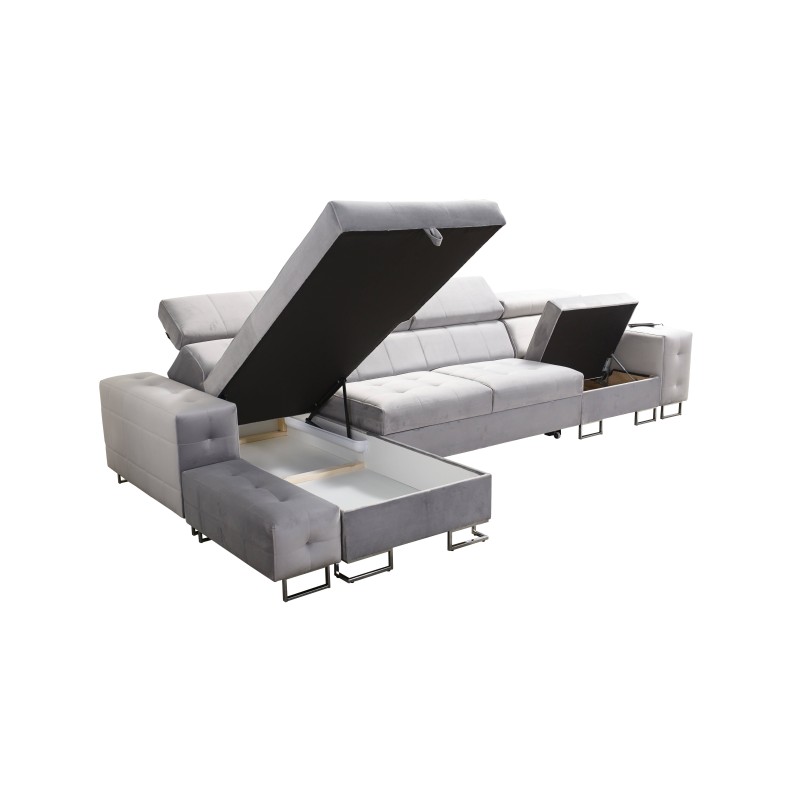 Fusion XI Corner Sofa with Quilted Seat | +Sleeping Function | Velvet | Hydrophobic, Magic Velvet 2221 Fusion XI Corner Sofa with Quilted Seat | +Sleeping Function | Velvet | Hydrophobic, Magic Velvet 2221