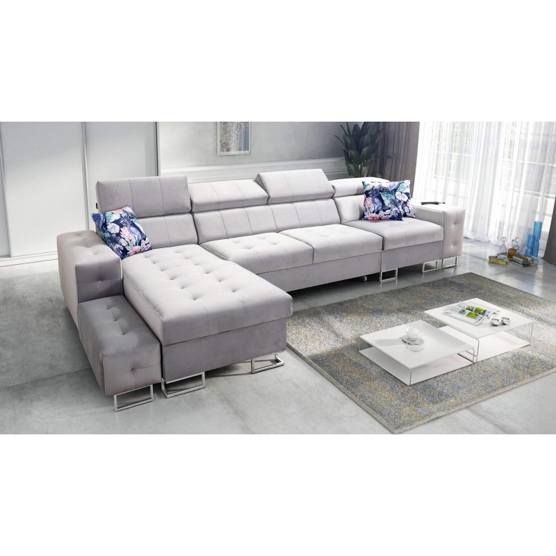 Fusion XI Corner Sofa with Quilted Seat | +Sleeping Function | Velvet | Hydrophobic, Magic Velvet 2221 Fusion XI Corner Sofa with Quilted Seat | +Sleeping Function | Velvet | Hydrophobic, Magic Velvet 2221