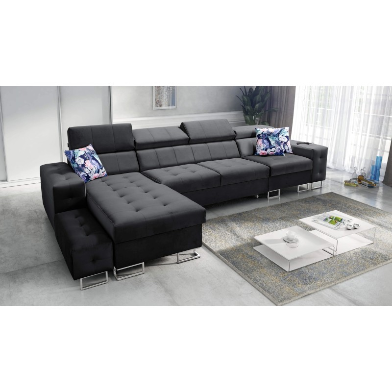 Fusion XI Ecksofa mit gestepptem Sitz | +Schlaffunktion | Samt | Hydrophob, Magic Velvet 2219