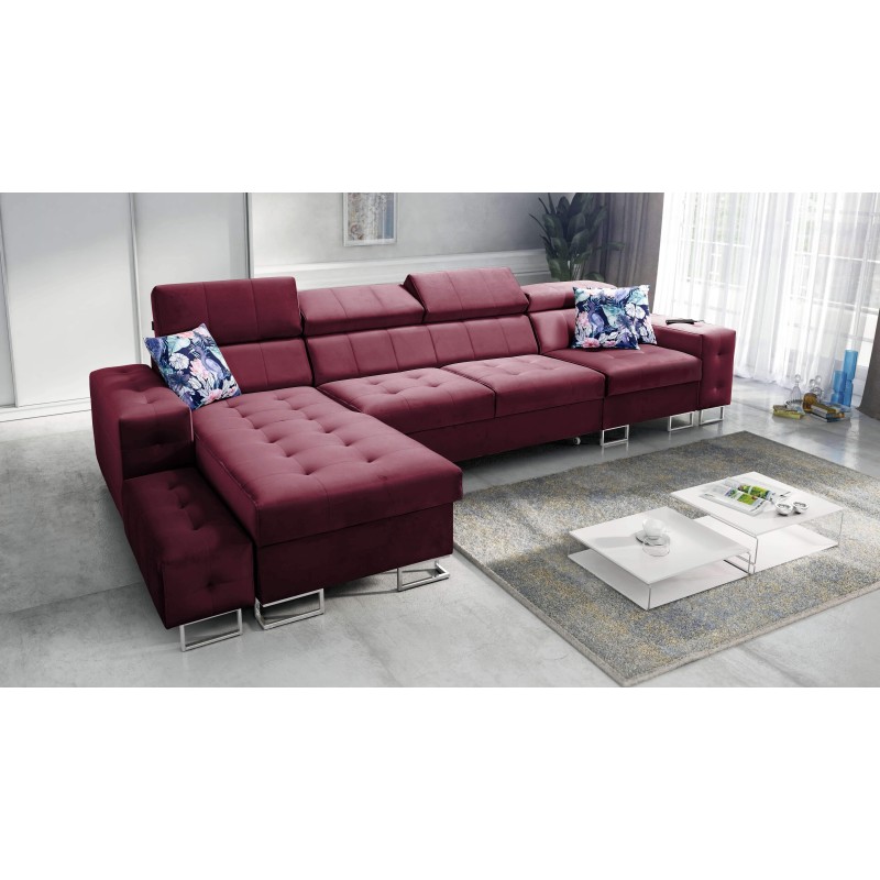 Fusion XI Ecksofa mit gestepptem Sitz | +Schlaffunktion | Velours | Hydrophob, Magic Velvet 2229