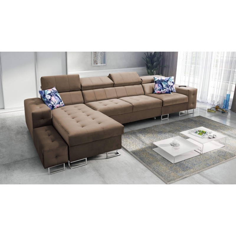 Fusion XI Corner Sofa with Quilted Seat | +Sleeping Function | Velvet | Hydrophobic, Magic Velvet 2299 Fusion XI Corner Sofa with Quilted Seat | +Sleeping Function | Velvet | Hydrophobic, Magic Velvet 2299