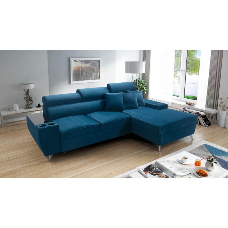 Luna I Maxi Corner Sofa in Plush, Kronos 9, with Sleeping Function and Bar - Modern Comfort Luna I Maxi Corner Sofa in Plush, Kronos 9, with Sleeping Function and Bar - Modern Comfort