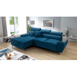 Ecksofa Luna I maxi in Samt, Kronos 9, Schlaf-Funktion, Bar - Moderner Komfort