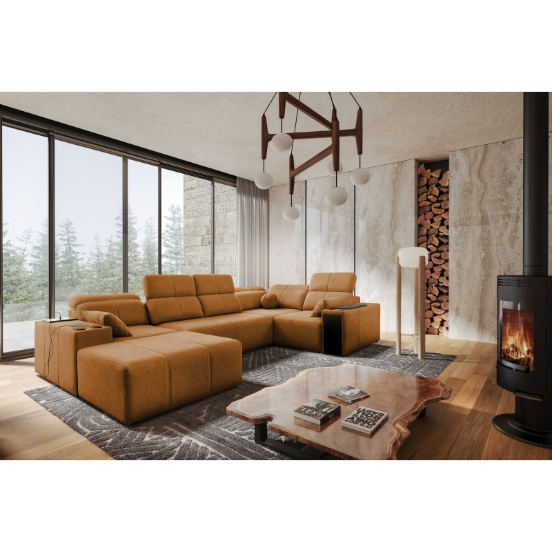 U-shaped Milano IV corner sofa with a sleeping function Plecionka, Verita 54 | Comfortable and functional