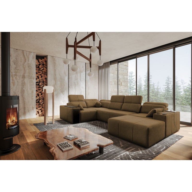 U-shaped Milano IV corner sofa with a sleeping function, Plecionka, Verita 28 | Comfortable and functional