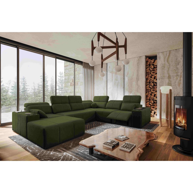 Milano VIII Mix U-Shaped Sofa with Sleeping and Relaxation Function | Woven Fabric, Verita 39