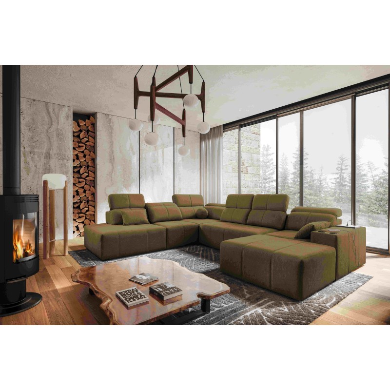 Sofá en forma de U Milano X con función de cama: el mueble ideal para aquellos que valoran la comodidad y el estilo.