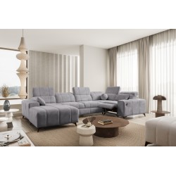 U-Form-Sofa Ballagio IV Mix mit Schlaf- und Entspannungsfunktion - Geflecht, Spring 1102