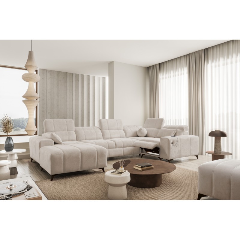 Ballagio IV Mix U-shaped sectional sofa with sleeping and relaxation function - Woven, Spring 1108