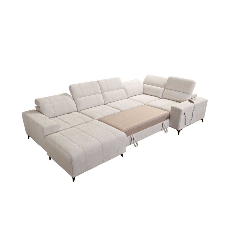 Sofá en forma de U Ballagio IV Mix con función de cama y relax - Tejido, Spring 1108 Sofá en forma de U Ballagio IV Mix con función de cama y relax - Tejido, Spring 1108