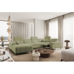 U-shaped corner sofa Ballagio IV Mix with sleeping and relaxation function - Woven fabric, Spring 1115