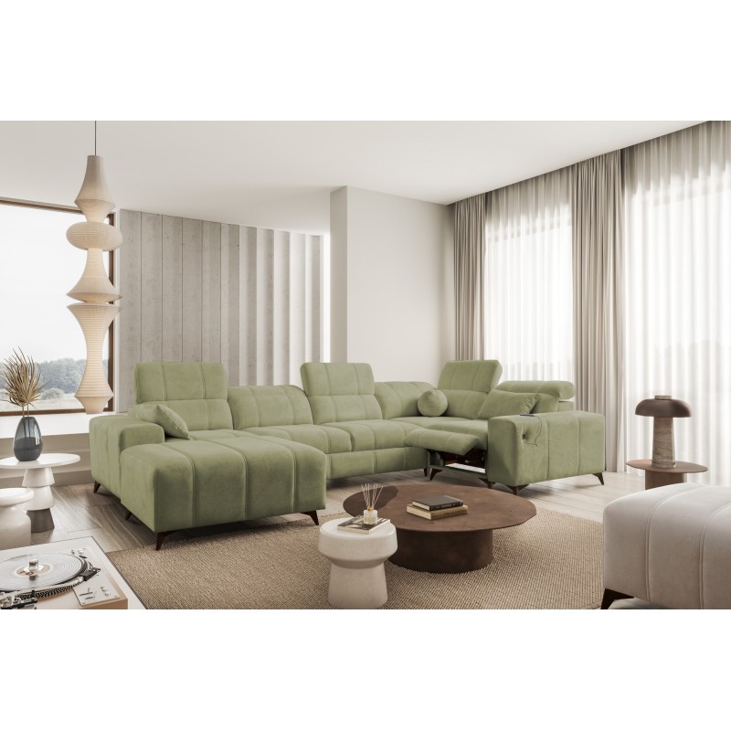 U-shaped corner sofa Ballagio IV Mix with sleeping and relaxation function - Woven fabric, Spring 1115