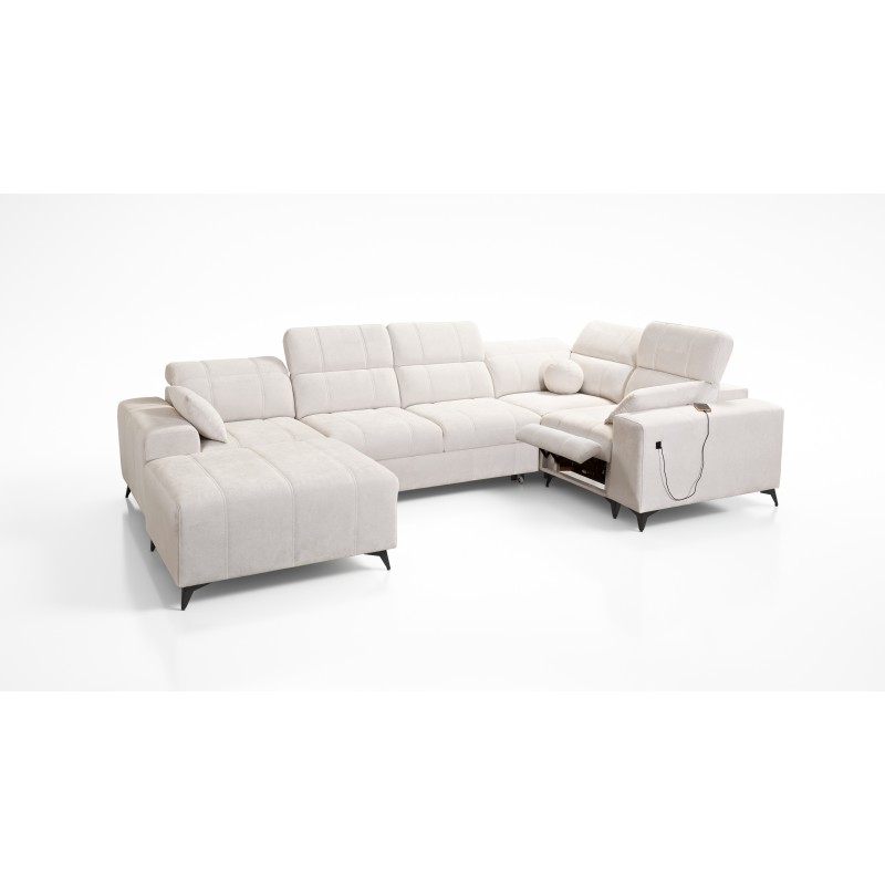 Sofá esquinero en forma de U Ballagio IV Mix con función de cama y relax - Trenzado, Spring 1115 Sofá esquinero en forma de U Ballagio IV Mix con función de cama y relax - Trenzado, Spring 1115