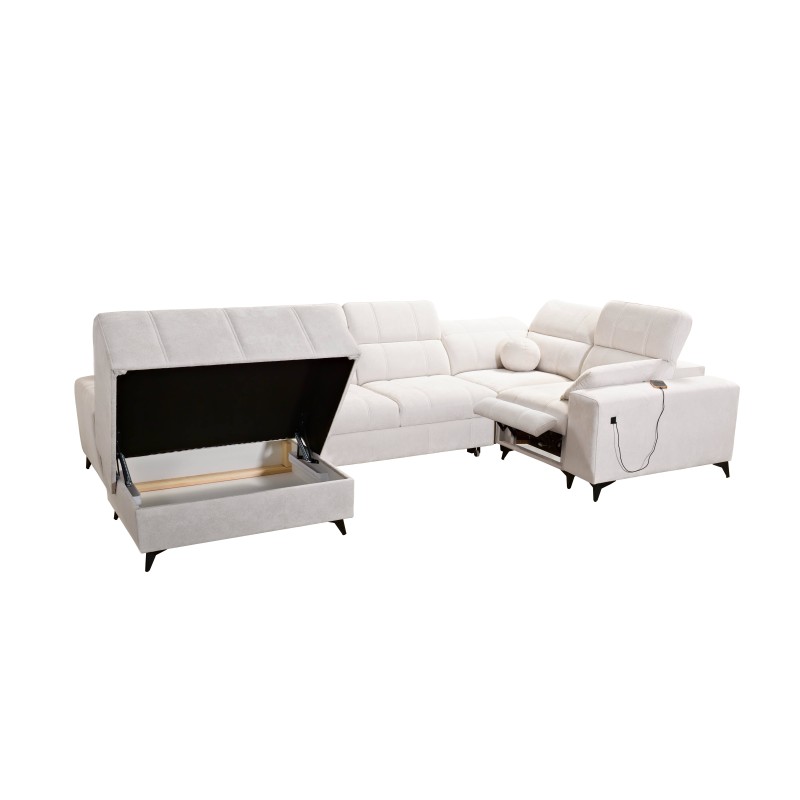 Sofá esquinero en forma de U Ballagio IV Mix con función de cama y relax - Trenzado, Spring 1115 Sofá esquinero en forma de U Ballagio IV Mix con función de cama y relax - Trenzado, Spring 1115
