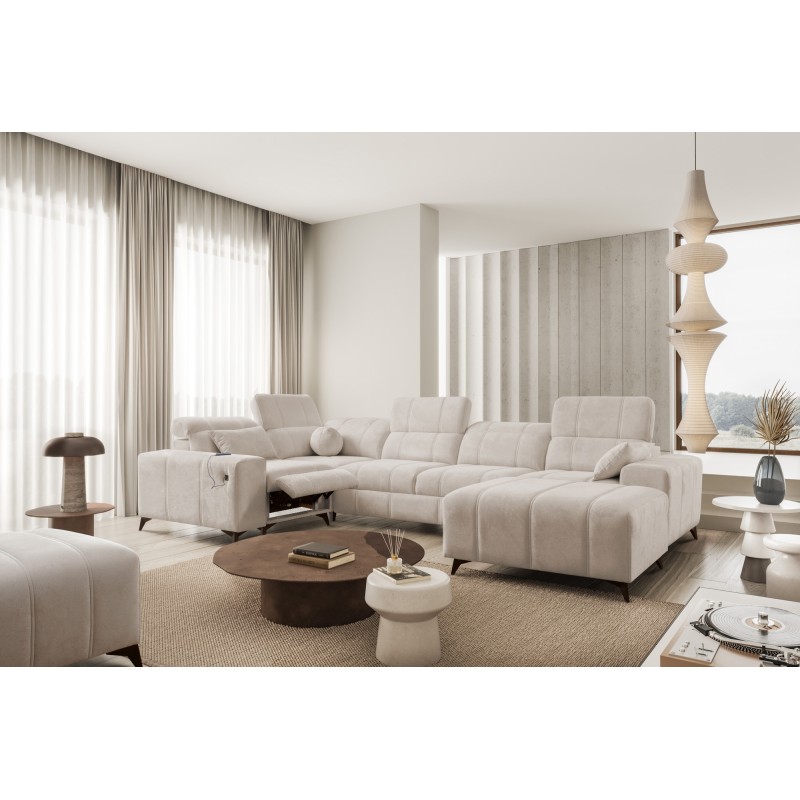 Ballagio IV Mix U-shaped sectional sofa with sleeping and relaxation function - Woven, Spring 1108