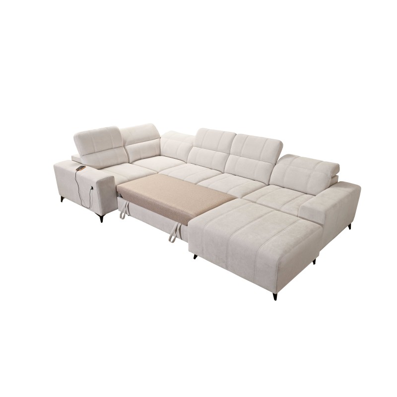 Sofá en forma de U Ballagio IV Mix con función de cama y relax - Tejido, Spring 1108 Sofá en forma de U Ballagio IV Mix con función de cama y relax - Tejido, Spring 1108