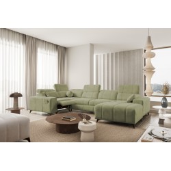 U-shaped corner sofa Ballagio IV Mix with sleeping and relaxation function - Woven fabric, Spring 1115