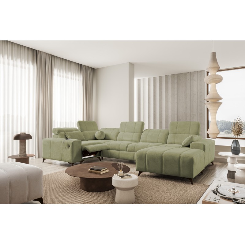 U-shaped corner sofa Ballagio IV Mix with sleeping and relaxation function - Woven fabric, Spring 1115