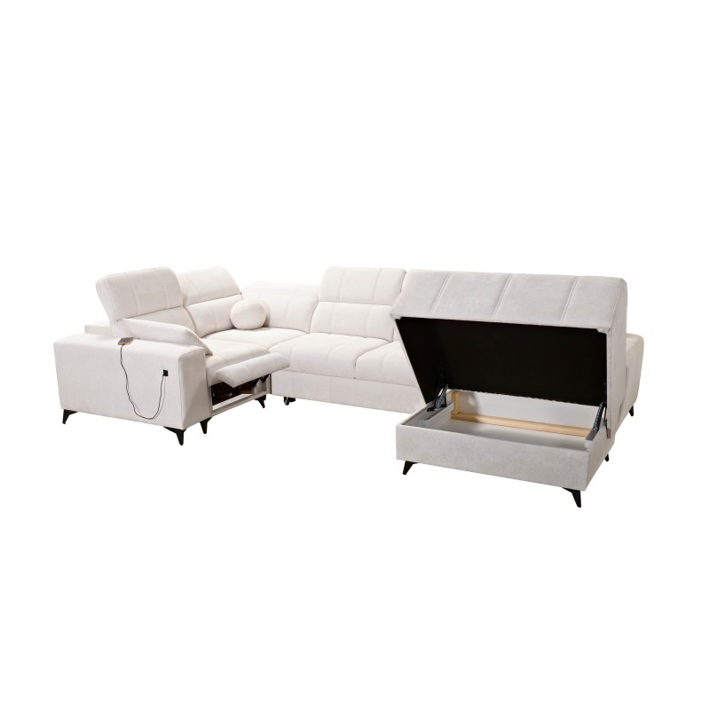 Sofá esquinero en forma de U Ballagio IV Mix con función de cama y relax - Trenzado, Spring 1115 Sofá esquinero en forma de U Ballagio IV Mix con función de cama y relax - Trenzado, Spring 1115