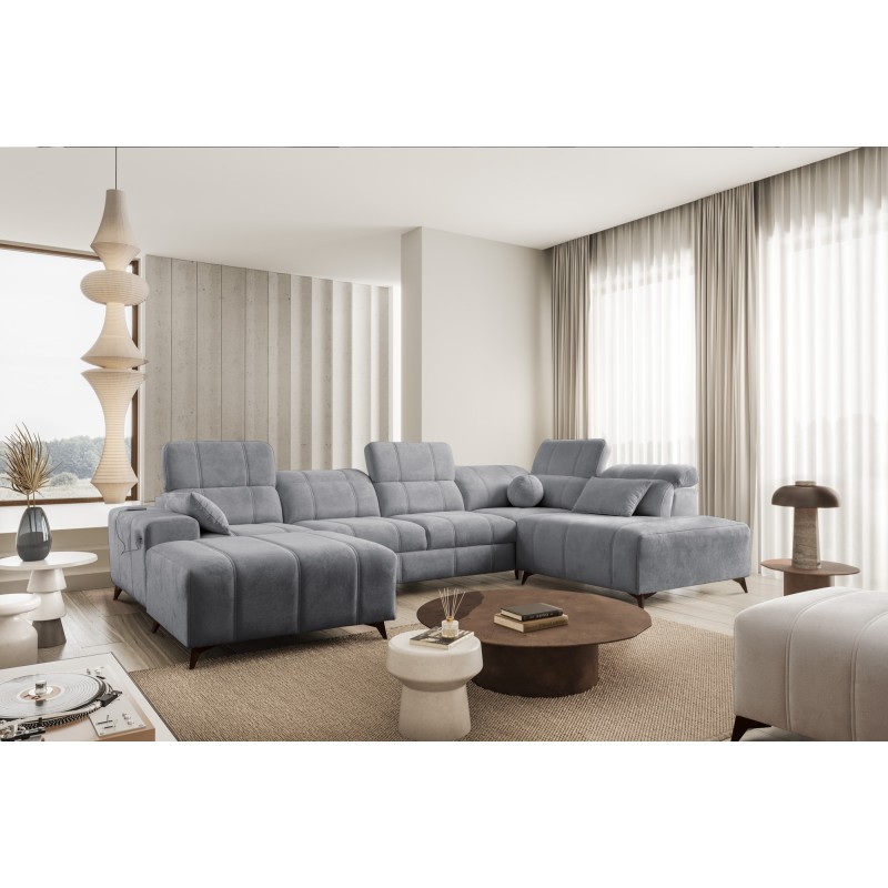 Luxury U-shaped Corner Sofa Ballagio VI with Sleeping Function Plecionka, Spring 1101