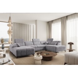 Luxuriöses U-förmiges Sofa Ballagio VI mit Schlaffunktion Plecionka, Spring 1102