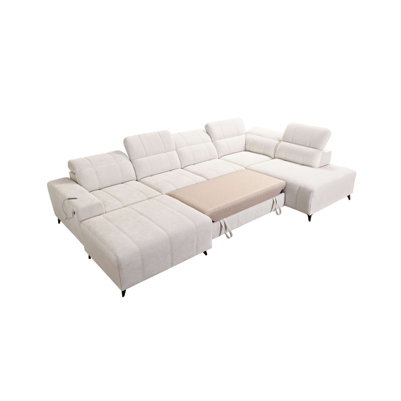 Sofá Esquinero de Lujo en Forma de U Ballagio VI con Función de Cama Plecionka, Spring 1102 Sofá Esquinero de Lujo en Forma de U Ballagio VI con Función de Cama Plecionka, Spring 1102