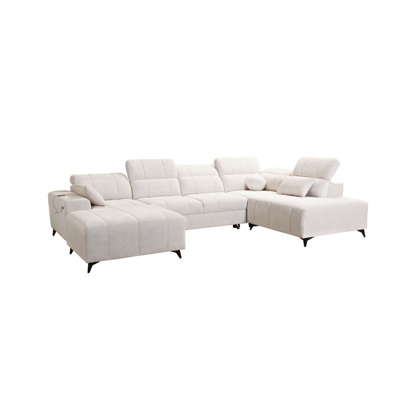 Sofá Esquinero de Lujo en Forma de U Ballagio VI con Función de Cama Plecionka, Spring 1102 Sofá Esquinero de Lujo en Forma de U Ballagio VI con Función de Cama Plecionka, Spring 1102