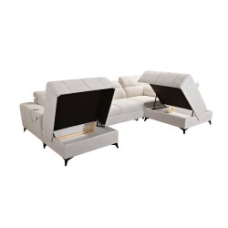 Luxury U-shaped Corner Sofa Ballagio VI with Sleeping Function, Woven Fabric, Spring 1108