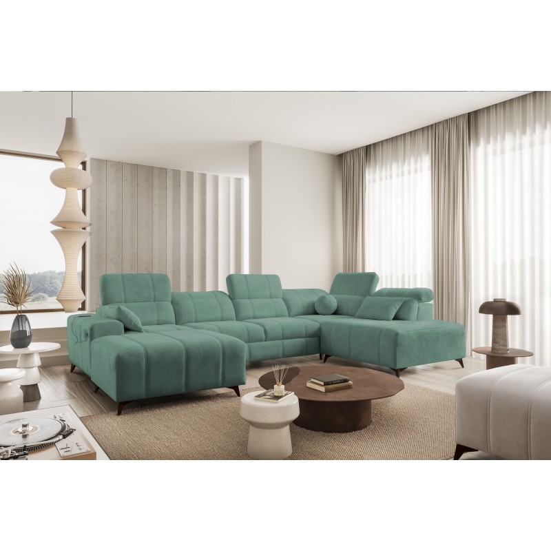 Luxury U-shaped Corner Sofa Ballagio VI with Sleeping Function, Weave, Spring 1116