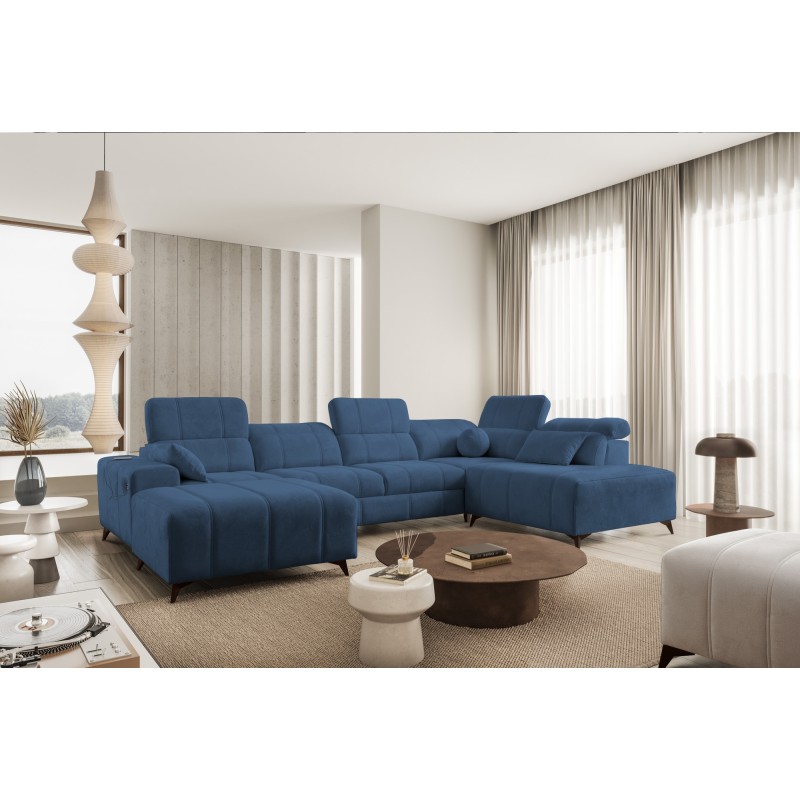 Luxury U-shaped Corner Sofa Ballagio VI with Sleeping Function Weave, Spring 1118