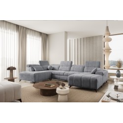 Sofá Esquinero de Lujo en Forma de U Ballagio VI con Función de Cama Plecionka, Spring 1101