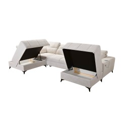 Luxury U-shaped Corner Sofa Ballagio VI with Sleeping Function Plecionka, Spring 1101