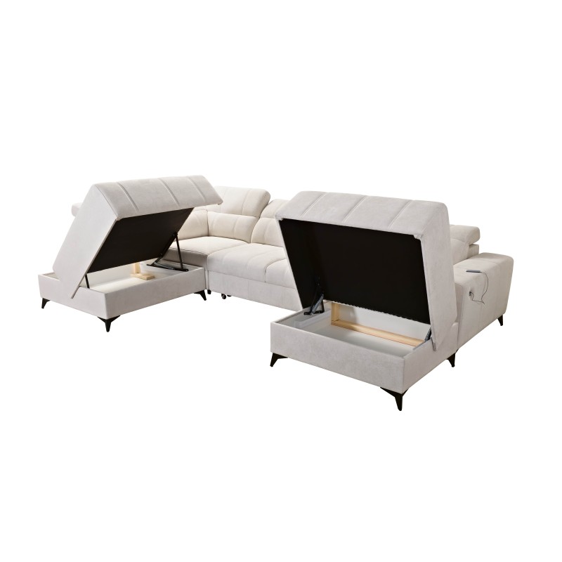 Luxuriöses Ecksofa in U-Form Ballagio VI mit Schlaffunktion Plecionka, Spring 1101 Luxuriöses Ecksofa in U-Form Ballagio VI mit Schlaffunktion Plecionka, Spring 1101