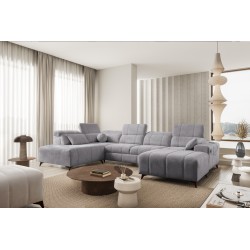 Sofá Esquinero de Lujo en Forma de U Ballagio VI con Función de Cama Plecionka, Spring 1102