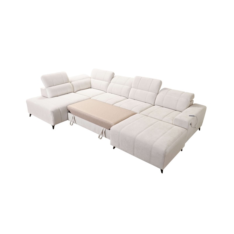 Sofá Esquinero de Lujo en Forma de U Ballagio VI con Función de Cama Plecionka, Spring 1102 Sofá Esquinero de Lujo en Forma de U Ballagio VI con Función de Cama Plecionka, Spring 1102