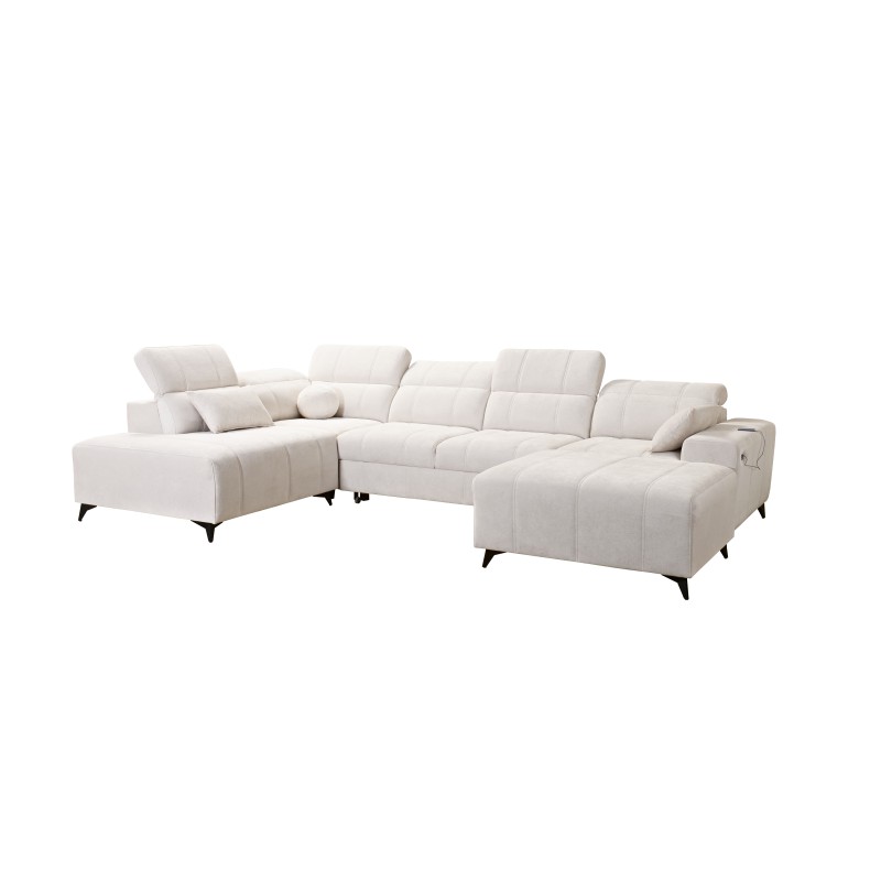 Sofá Esquinero de Lujo en Forma de U Ballagio VI con Función de Cama Plecionka, Spring 1102 Sofá Esquinero de Lujo en Forma de U Ballagio VI con Función de Cama Plecionka, Spring 1102