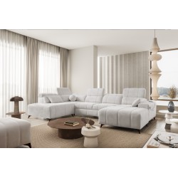 Sofá Esquinero de Lujo en Forma de U Ballagio VI con Función de Cama Plecionka, Spring 1104