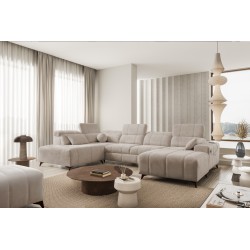 Luxury U-shaped Corner Sofa Ballagio VI with Sleeping Function, Weave, Spring 1110