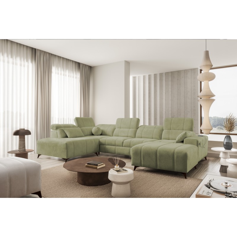 Luxury U-shaped Corner Sofa Ballagio VI with Sleeping Function, Woven, Spring 1115