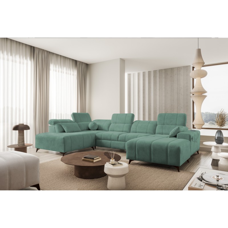 Luxury U-shaped Corner Sofa Ballagio VI with Sleeping Function, Weave, Spring 1116